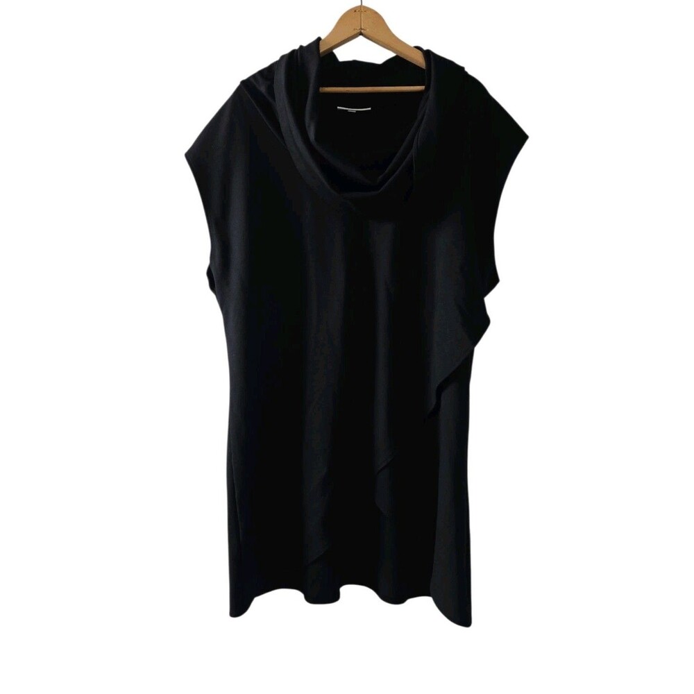 Bryn Walker Black Womens Size Large Cowl Nech Tunic Stretch Lagenlook
